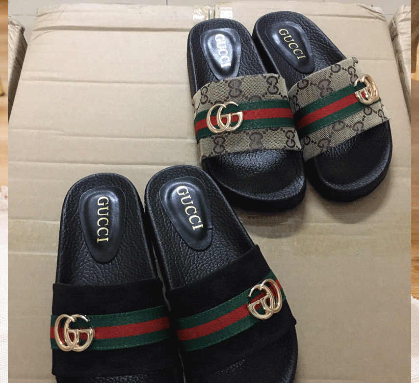 

Slipper Sandal Designer Shoe Women Canvas Print Embroidered Slides Flats Black White Leather Flip Flops gg's
