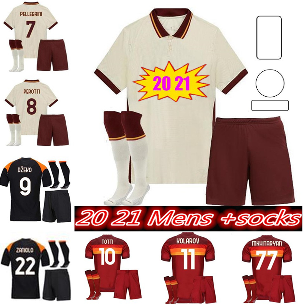 

Custom Adult 2021 ROMA soccer jersey 20 21 AS PASTORE DZEKO ZANIOLO EL SHAARAWY ROME Men Football Kit jerseys, Black