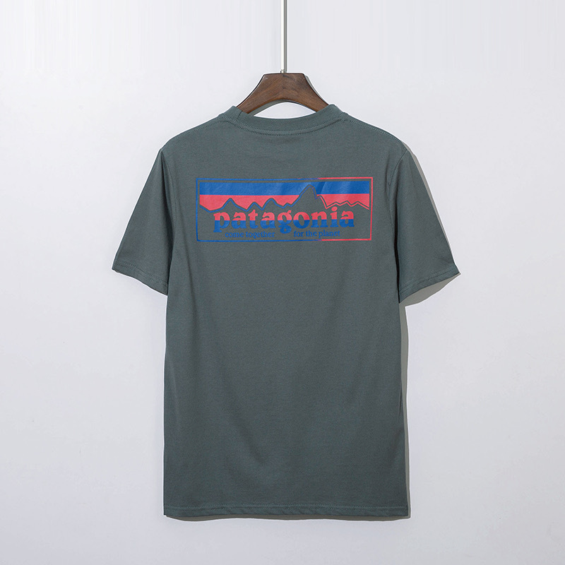 

Summer Tees PATAGONIA T shirt Men Women Short Sleeve Casual tops T-sleeve couple P-6Logo men's organic cotton trendy T-shirt, Gray;blue