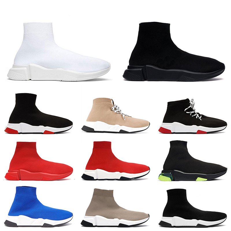 

Designer Triple White Black Women Mens Sock Shoes Tripler Graffiti Beige Red Casual Trainers Lace Up Clear sole Speed Trainer Balenciagas Socks Sneakers Off 36-45, B40 clear sole black white