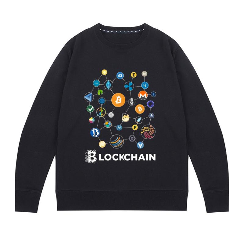 

Men' Hoodies & Sweatshirts Blockchain Litecoin Ripple Ethereum Cryptocurrency Sweatshirt Men Unisex Fashion Vintage Pullover, Black