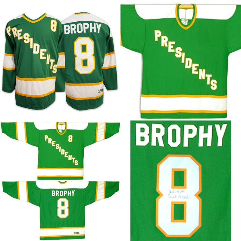 

8 Nick BROPHY Hyannisport PRESIDENTS Slapshot Movie Hockey Jerseys Shirt Green Men Women Youth Double Stitched, As
