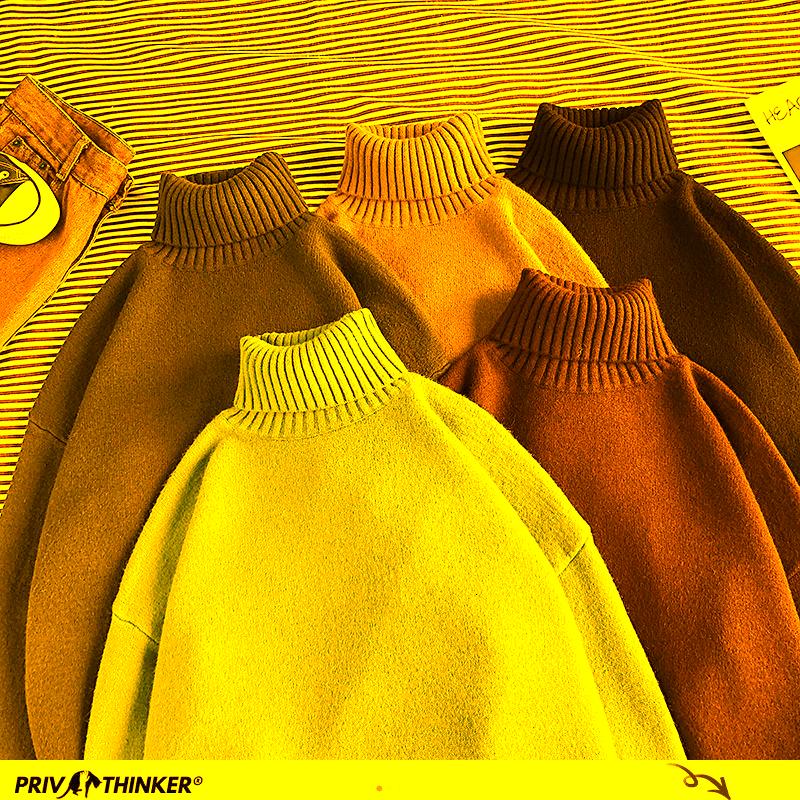 

Men's Sweaters MrGB Winter Warm Turtleneck 7 Colors Korean Style Men Casual Knitted Pullovers 2022 Harajuku Male, White;black