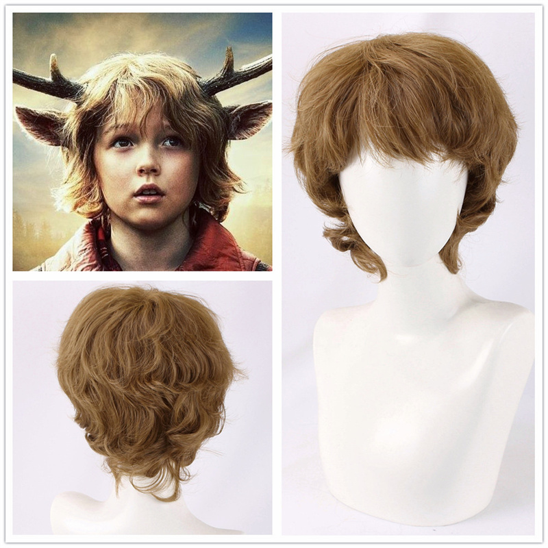 

Costume AccessoriesNew Sweet Tooth Gus Cosplay Wig Men Light Brown Fluffy Short Curly Hair Wig Halloween, As photo