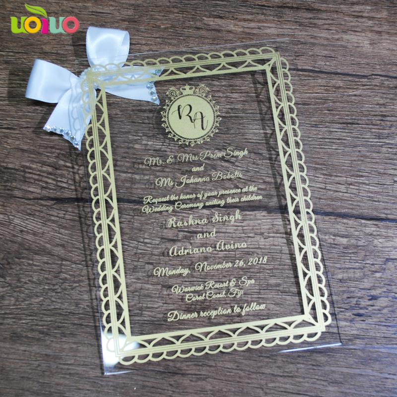 

Greeting Cards 50pcs Sell Low Price Transparent Acrylic Wedding Invitation Card Customize Design Laser Cut Invitations