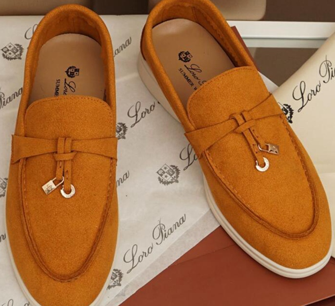 

2RR2 Fashion Women loafers shoes lady lazy business casual flat Walk slip-on trend Suede leahter stlye comfortable shoe Lovers Designer Loro Piana Size 35-43