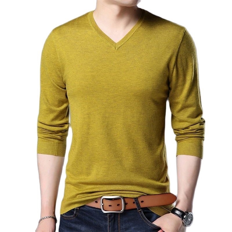 

Hombres Pullover O-neck Slim Fit Knitting Hombres Long Sleeve Sweaters Fashion V-neck Mens Sweaters Big Size N5870 211018, Green o