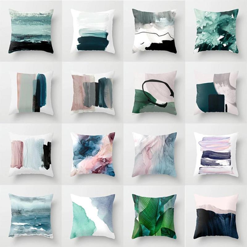 

Abstract Geometric Oil Painting Series Ultra Short Velvet Pillowcase Sofa Cushio Square Bolster Pillow Case Home Decor #914 Cushion/Decorati