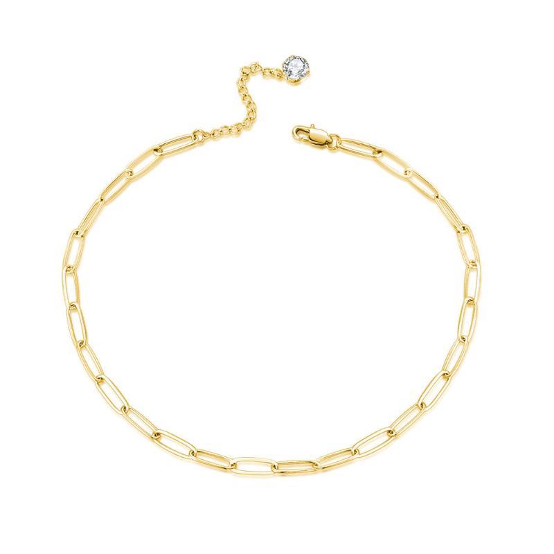 

Chains Women's Paper Clip Necklace Fashion Gold-plated Stone Chain Jewelry
