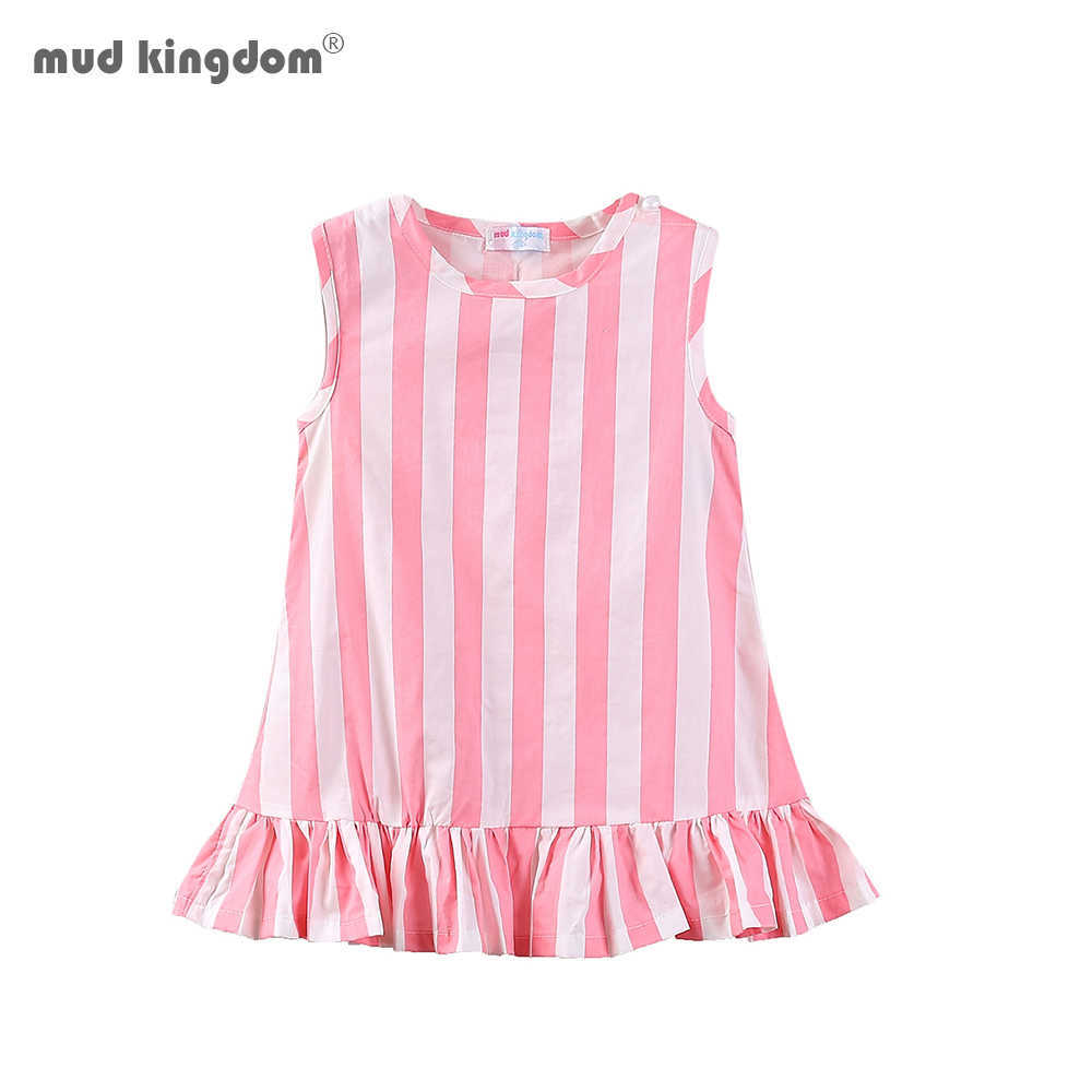 

Mudkingdom Toddler Girls Dresses Striped Polka Dot Ruffle Sleeveless Vest 210615