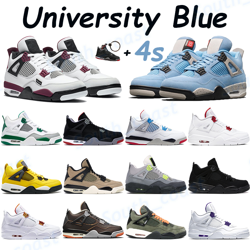 

University blue 4 4s basketball shoes fire red pine green starfish what the se neon cactus jack tour yellow metallic orange men women trainers, 31. thunder