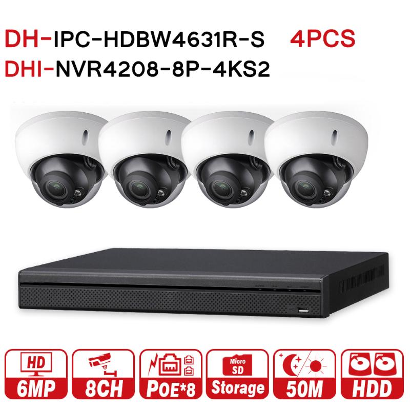 

DH208RS Security CCTV Camera Kit With NVR2108HS-8P-S2 IP IPC-HDBW4433R-S P2P Surveillance System Easy To Install Systems