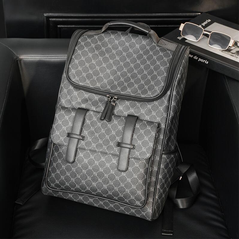 

Wholesale factory men shoulder bag outdoor printed leisure leather backpack street trend Plaid handbag college wind large capacity polka dot backpacks, Black22-1008