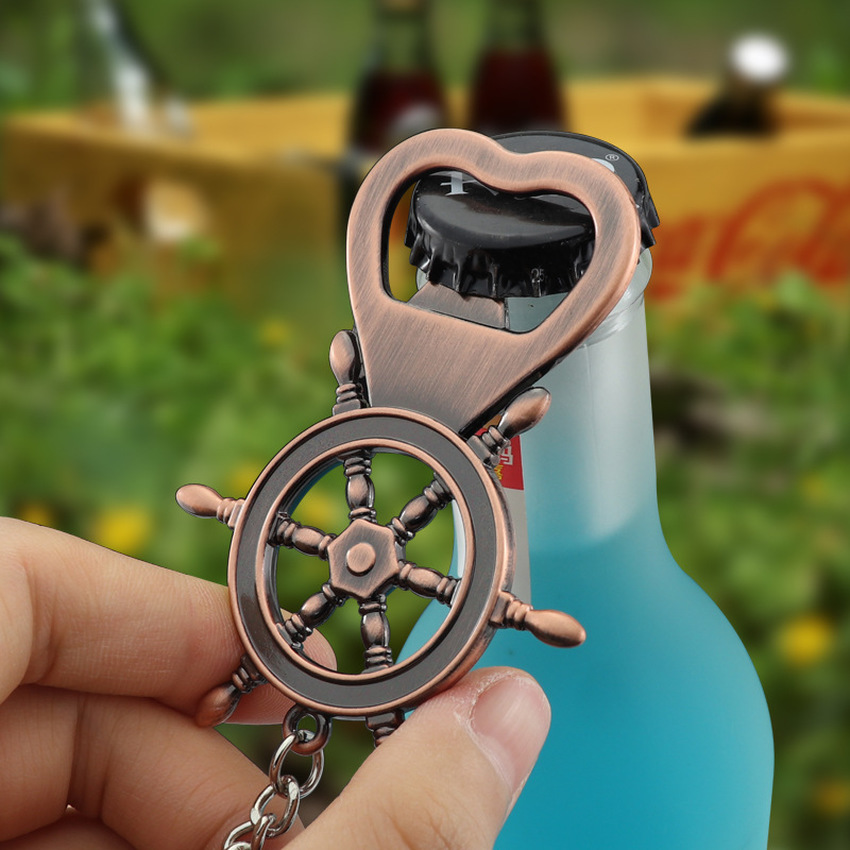 

Sailing Rudder Bottle Opener Key Rings Metal Bronze Color Summer Beer Openers Keychain Kitchen Bar Hand Tools Will and Sandy, Slivery;golden
