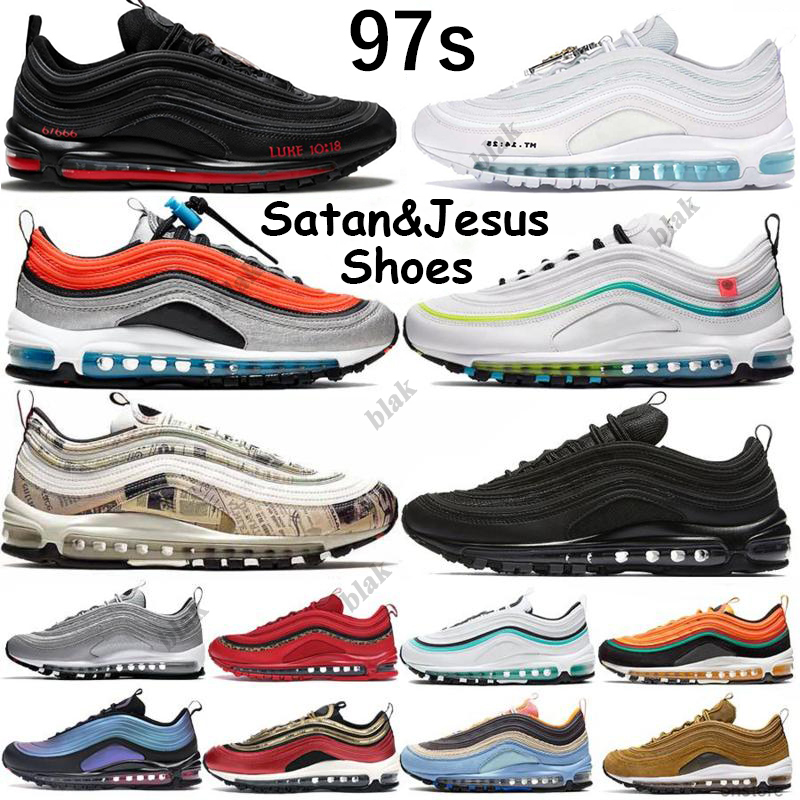 

2021 TOP Quality 97 Mschf Lil Nas x Satan Luke inri jesus Running Shoes White Ice Black Bullet Sean Wotherspoon Off Men Women Sports, 43
