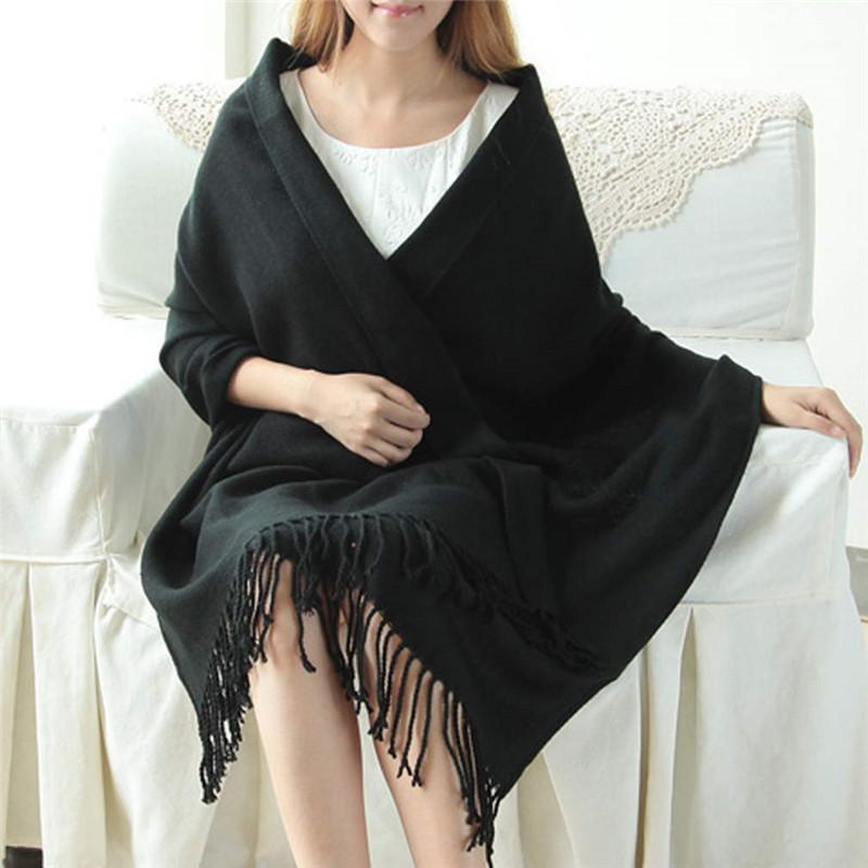 

Scarves Oversize 170 X 73 Cm Simple Warm Blanket Unisex Solid Wrap Cashmere Scarf Shawl For Women Men Autumn Winter, Blue;gray