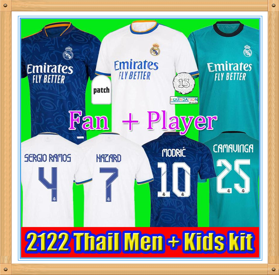 

21 22 real Player Version Madrid CAMAVINGA soccer jerseys BENZEMA ALABA VALVERDE kits RODRGO camiseta Ps 2021 g 2022 VINI jersey green football shirt kids equipment