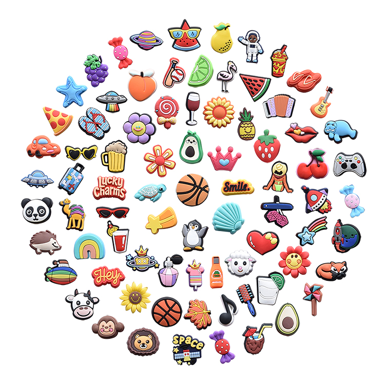 

Random Cartoon Animal Fruit Beach Soft Rubber PVC Shoe Charms for Clog Croc Bracelet Decoration Shoe Accessories Part Gift