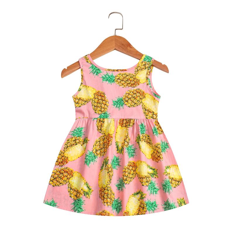

Girl's Dresses Girls Dress Printing Tie Rope High-End Cotton Boutique Sleeveless Vest Children's, Beige