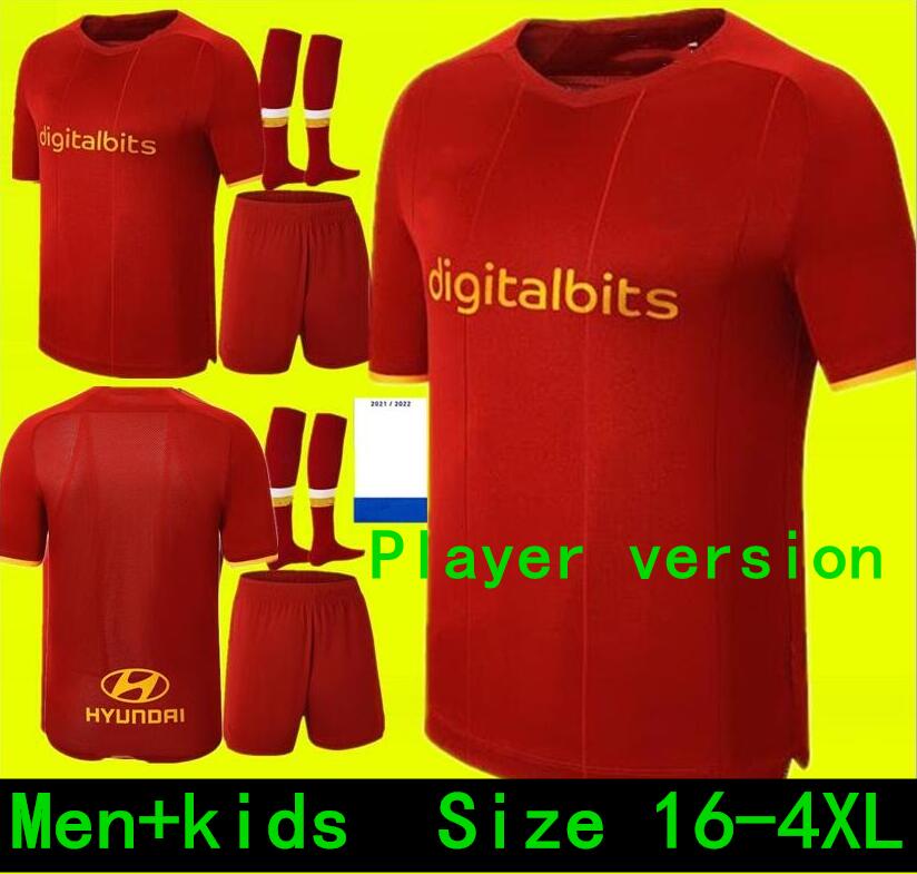 

Player version TOPS MANCIINI VERETOUT B. Mayoral 2021 2022 Totti de Rossi As Dzeko Soccer Jerseys Rome 21 22 Football Shirts Kids Kits Sets, 21/22 home