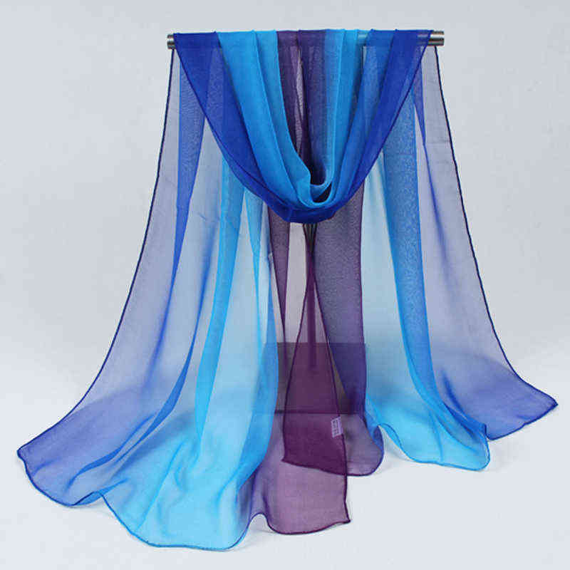 

Nice Chiffon Scarf Women High Quality Gradual colors chiffon georgette silk scarves shawl female long design 032 Y1108