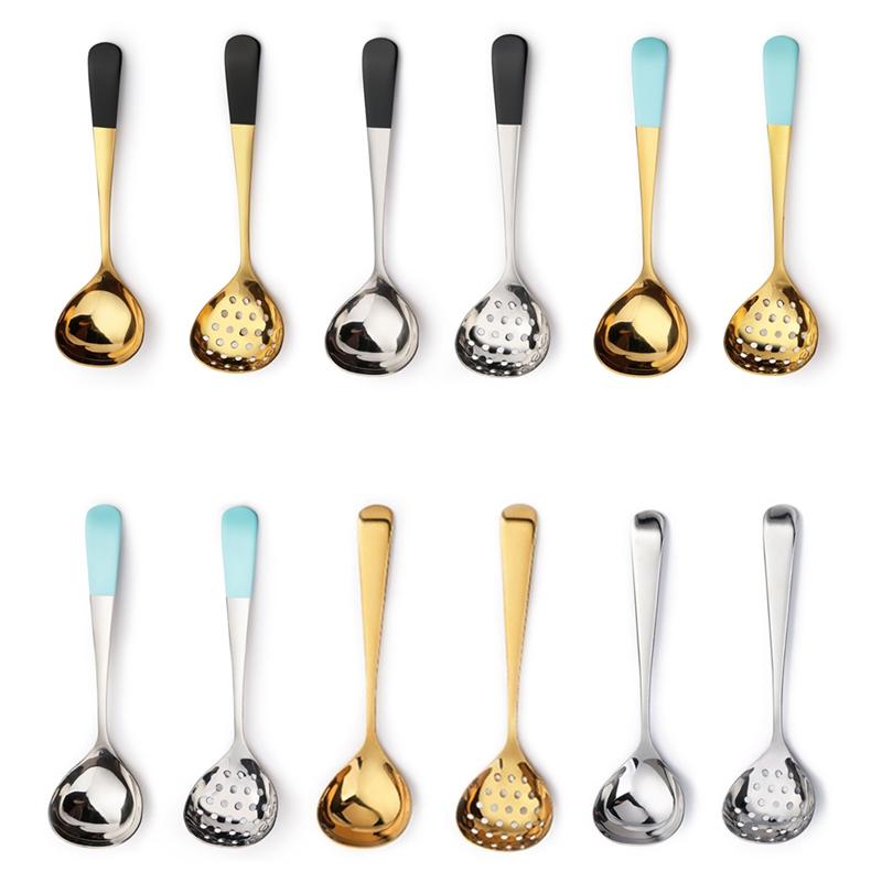 

Forks Gold Soup Scoop 304 Stainless Steel Ladle Colander With Long Handle Spoon Kitchen Cooking Accessories