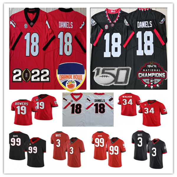

2021 College Champions Georgia Bulldogs UGA Football Jerseys Stetson Bennett Brock Bowers JT Daniels Zamir White Herschel Walker DAVIS Nick Chubb Nakobe Dean Smith, As pic