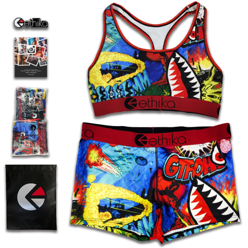 

Ethika Woman set Canton Hint 2021 New 3 XL Plus Size Women Girl Ethica Sets Bra and Short 2pc Jogger Women's Pant Two Piece womens briefs, Red;black