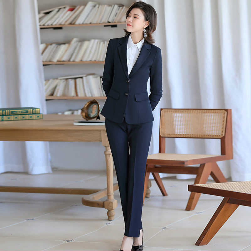 

spring and autumn pants suit two-piece feminine Casual temperament ladies professional blazer Slim trousers 210527, Black jacket skirt