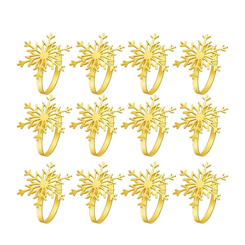 

Napkin Rings 12Pcs Christmas Snowflake Holder For Dinners Parties, Everyday Table Decoration Accessory