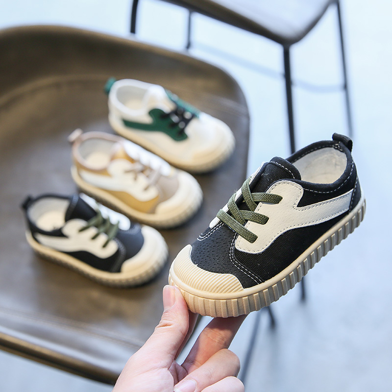 

2021 Autumn Baby Girls Boys Canvas Shoes Infant Toddler Shoes Soft Bottom Non-slip Student Casual Shoes Kids Children Sneakers, Black