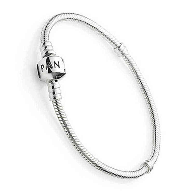 

Hot Silver Plated Snake Chain Charms Fit Pandora Original Design Beads Bracelet Pulseras Bangle Diy Making Gift for Girl Jewelry