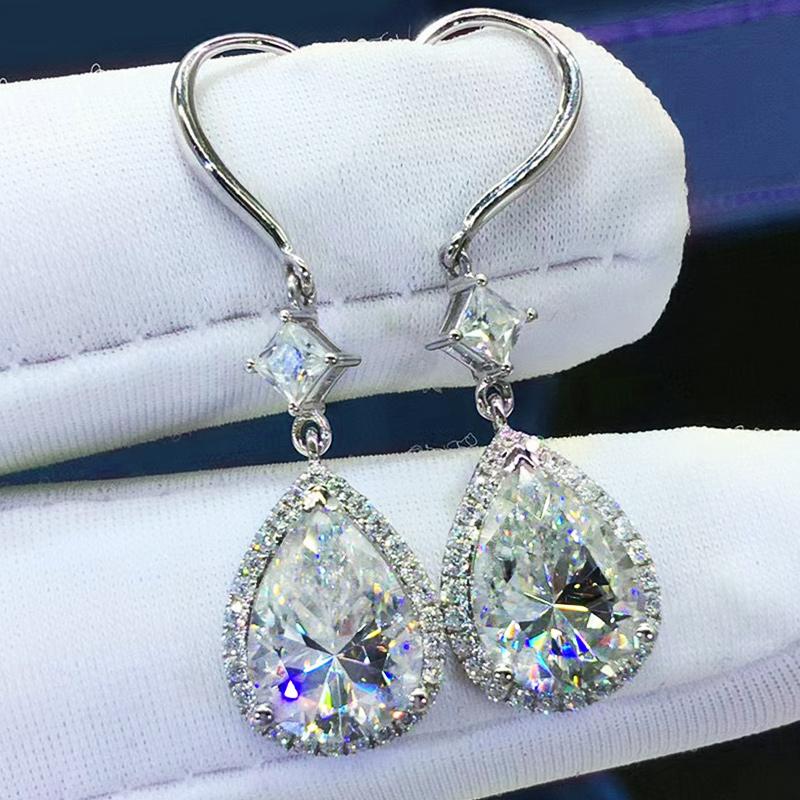 

Dangle & Chandelier Huitan Gorgeous Silver Color Cubic Zirconia Earrings Women Engagement Wedding Drop Earring High Quality Brilliant Jewelr