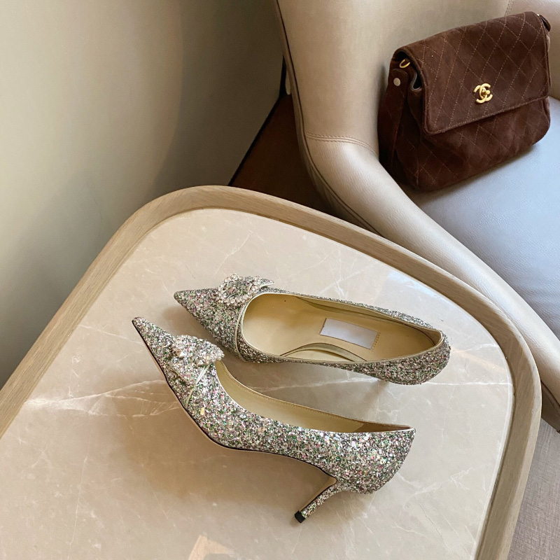 

Top Quality Saresa glitter 65mm pumps stiletto Heels Bridal shoes crystal buckle women's Luxury Designers Dress shoe ladies Evening wedding heeled factory footwear, Gift(not sold separately)