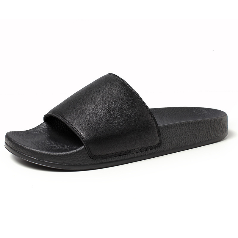 

Korean Slippers men's summer outdoor fashion casual leather sandals personality youth non slip soft bottom flip flop RE1O, 1# shoe box