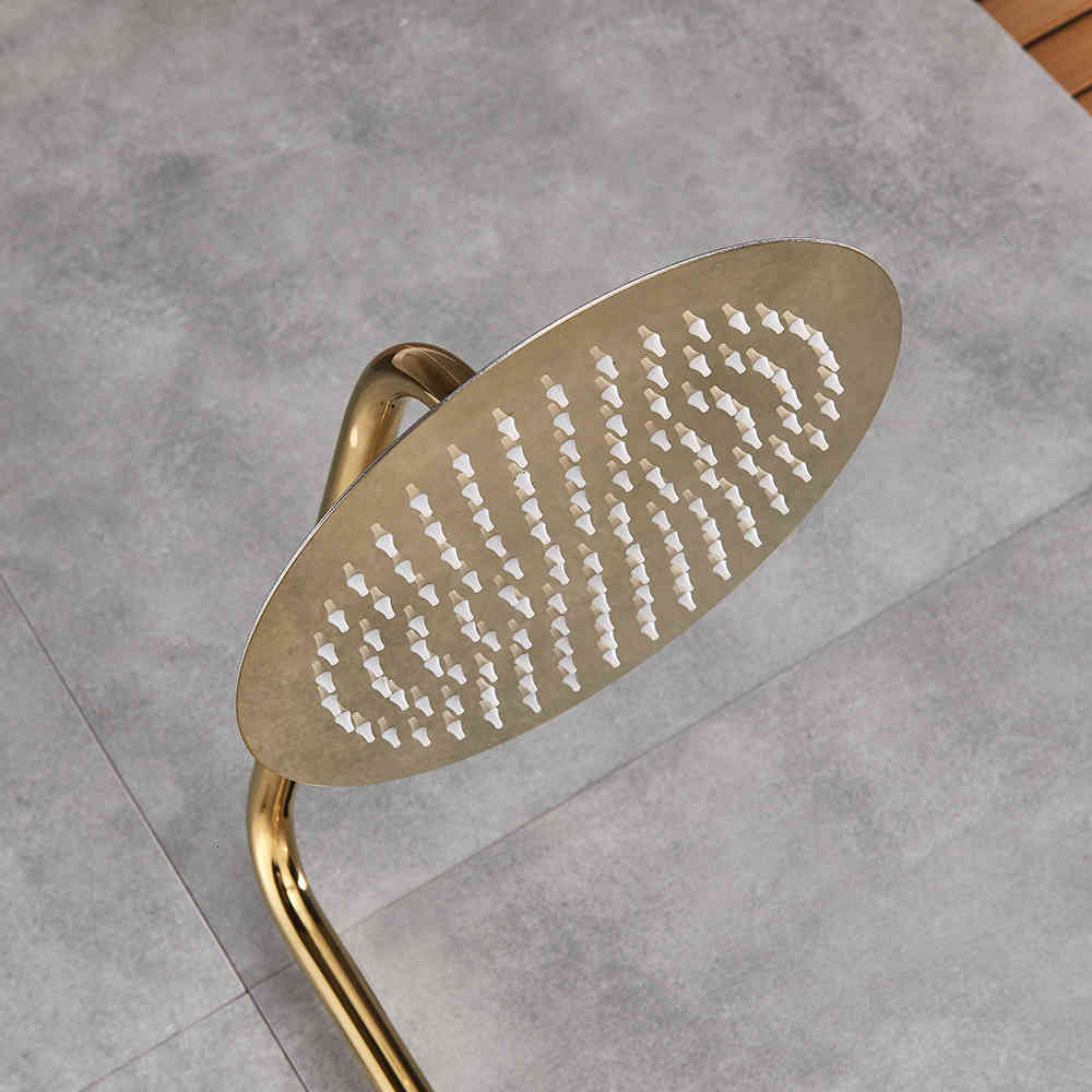 

Bathroom Shower Heads Bathtub Faucets Luxury Gold Brass Mixer Tap Wall Mounted Hand Held Head Kit Sets Kjex