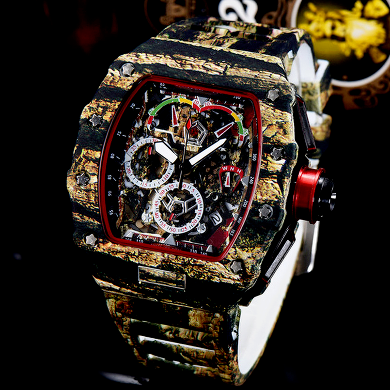 

7-6Mens montre de luxe watches silicone strap fashion designer watch sports quartz analog clock Relogio Masculino