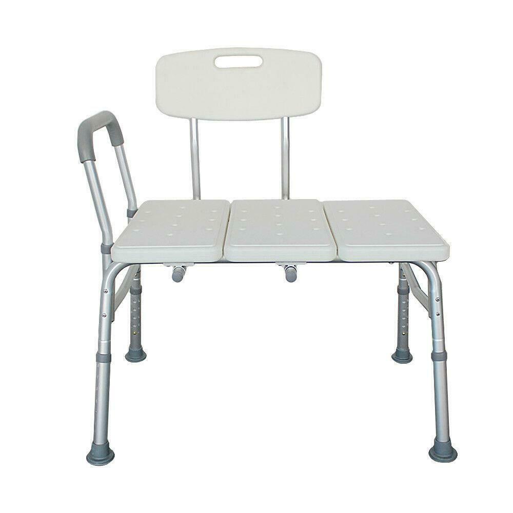

Heavy Duty Bath Tub Medical Transfer Bench Stool Shower Chair 10 Height White