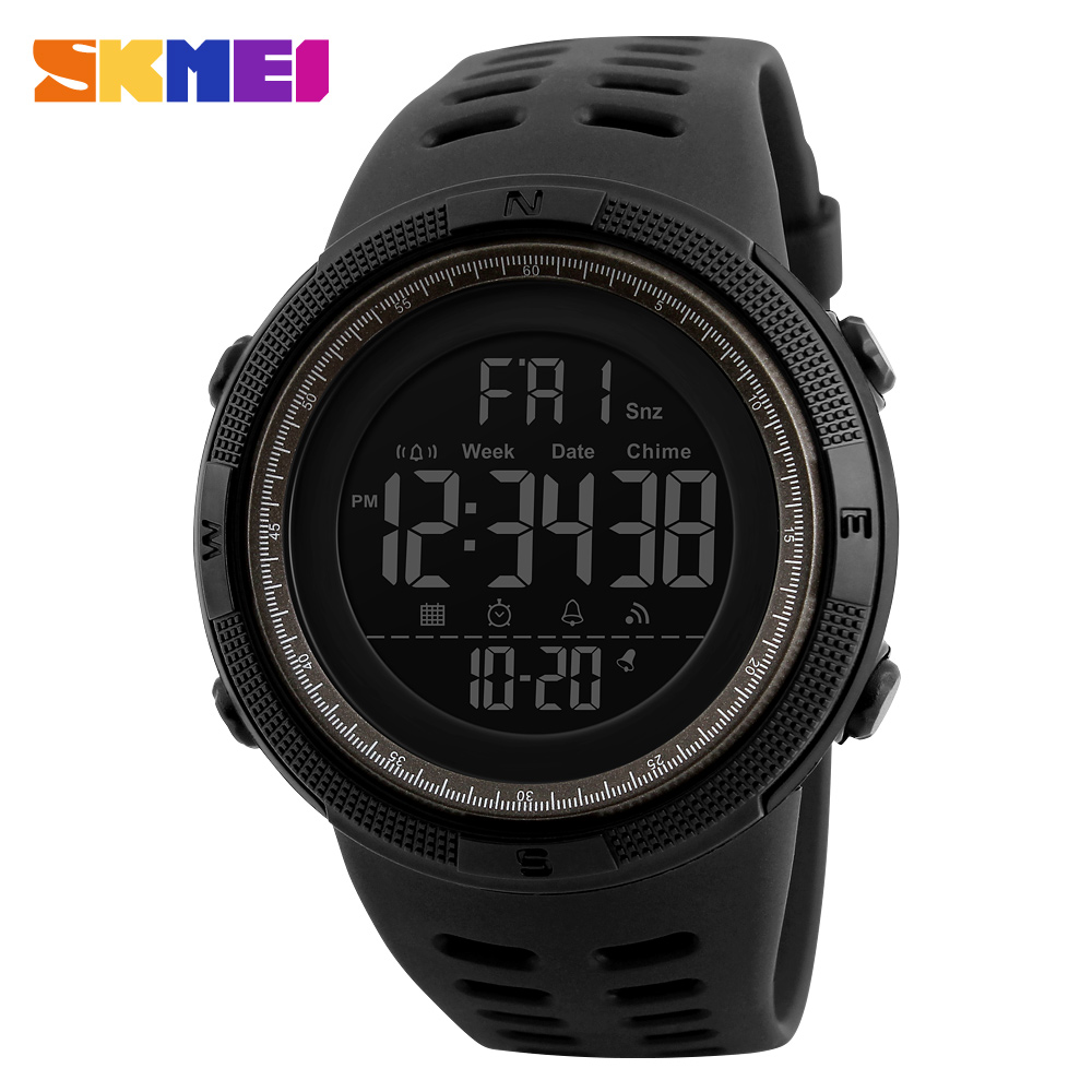 

SKMEI Fashion Outdoor Sport Men Multifunction Watches Alarm Clock Chrono 5Bar Waterproof Digital Watch reloj hombre 1251, Slivery;brown