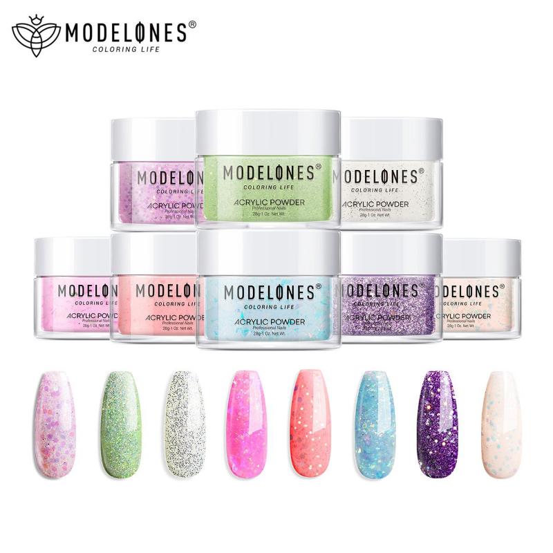 

Nail Gel Modelones 28g Dipping PowderTemperature Color Dip Glitter No Lamp Cure Gradient Acrylic Powder French Chrome, Red;pink