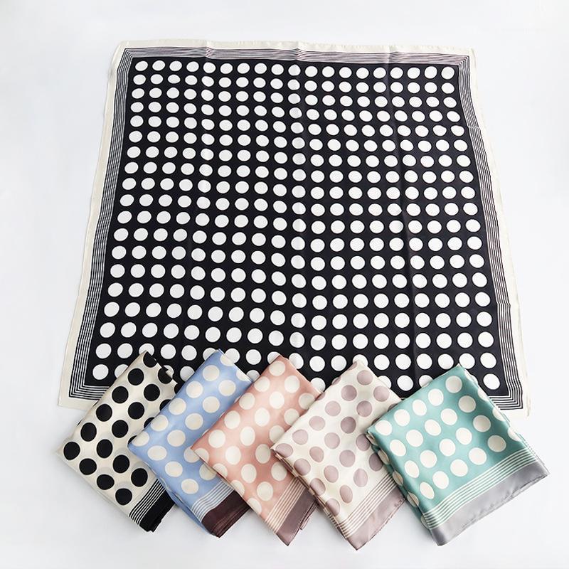 

Scarves 70*70cm Dot Print Hair Scarf For Women Silk Satin Neck Scarfs Female Small Shawls Wraps Fashion Kerchief Bag Ladies