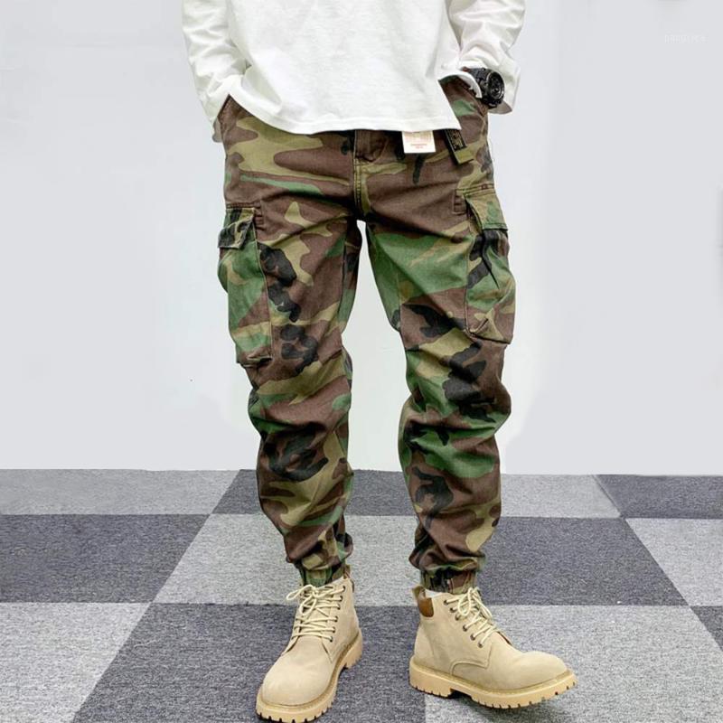 

Men's Pants Retro Wash Men Camouflage Loose Straight Cargo Pant Amekaji Camo Military Pantalon Homme Brand 100% Cotton Casual Harem Trousers, Black