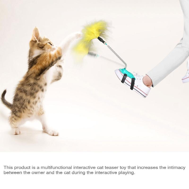 

Funny Kitten Cat Stick Interactive Toy Rod And Feather Toys Cats Mouse Spring Supplies