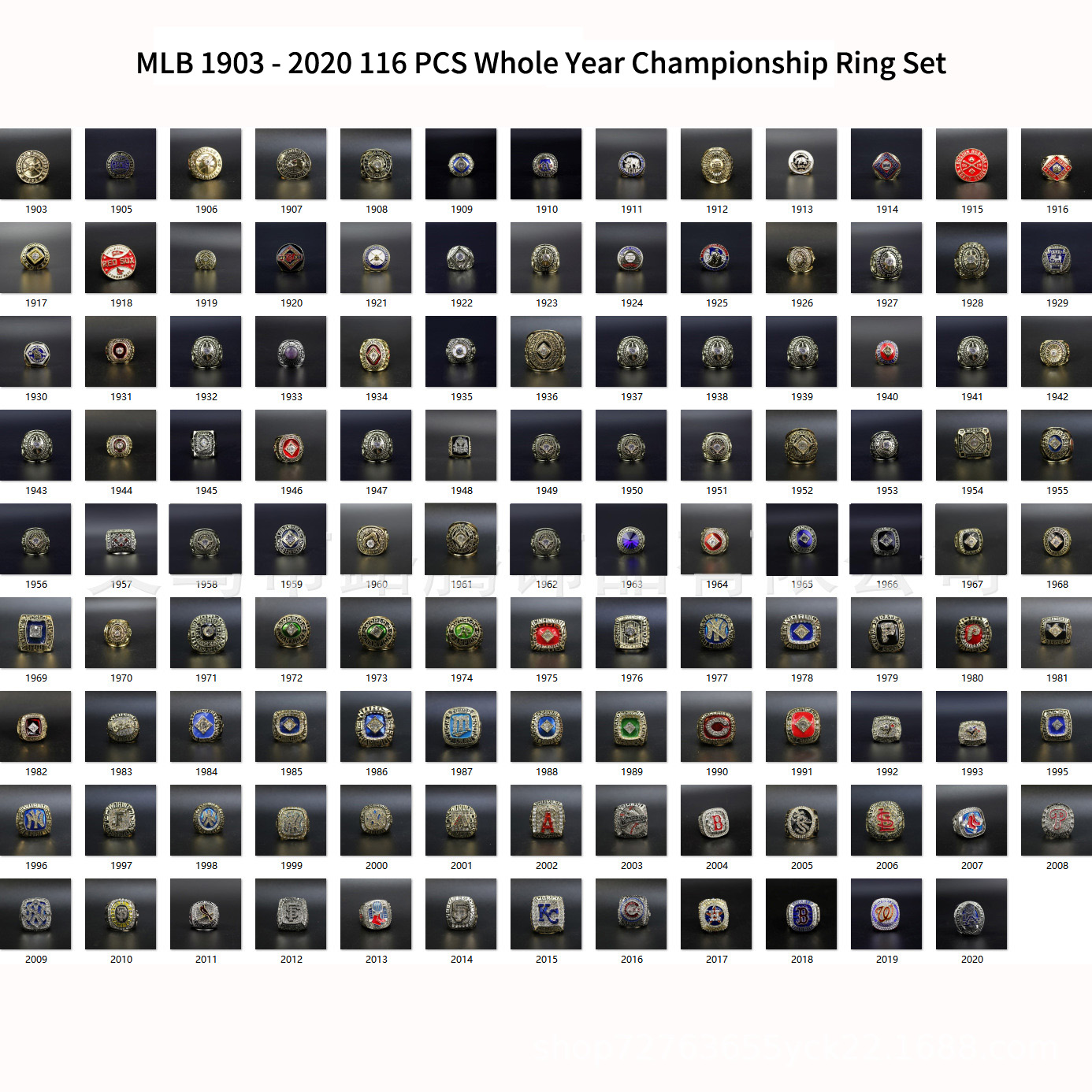 

116pcs 1903 to 2021 Baseball Team champions Championship Ring Set Souvenir Men Fan Gift 2020