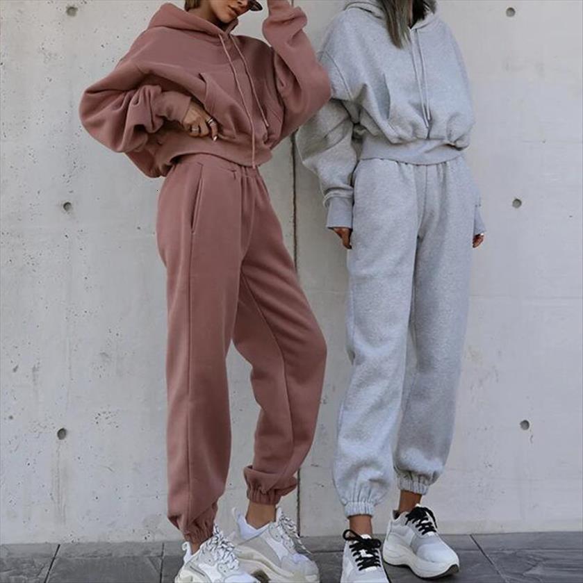 

fashion tracksuit 2 piece set womens pants casual oversized hoodies sweatshirt loose sweatpants spring outfits joggers sport suit, White
