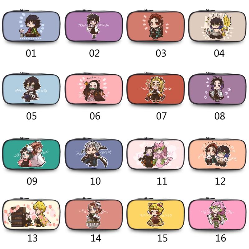 

Anime Demon Slayer Kimetsu No Yaiba Q Edition Pencil Case Cute Canvas Zipper Bag Box Children Stationery Gift Bags