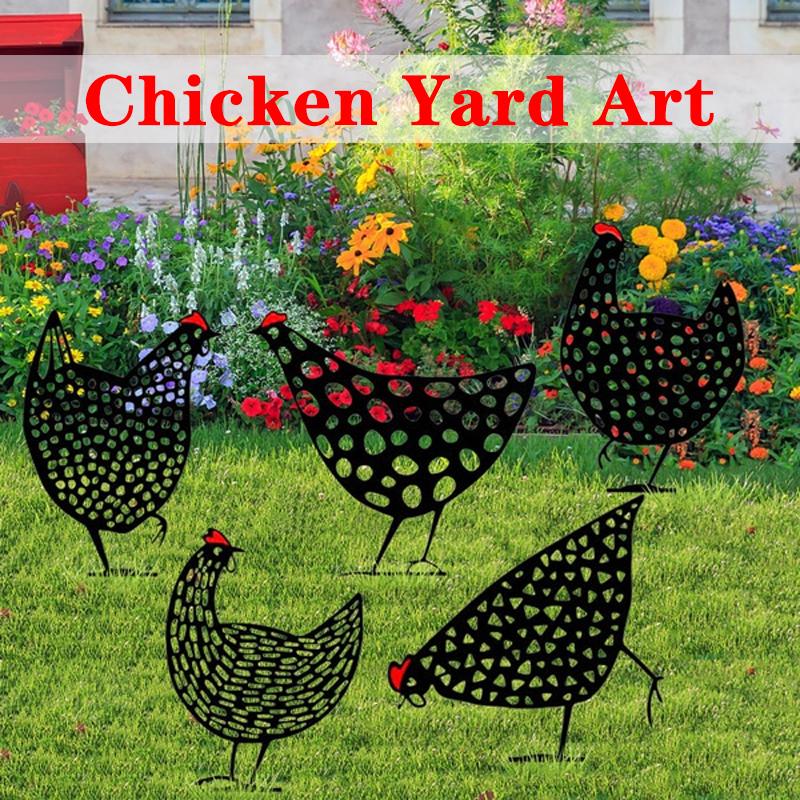 

Gardening Ornaments Chicken Yard Art Hen Chick Insert For Garden Backyard Lawn Stakes Acrylic Yards Decor Gift Support Decorations