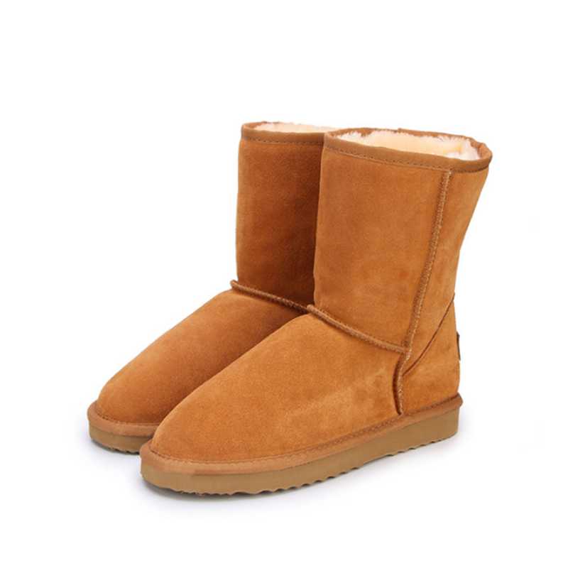 

Boots GYXS Classic Genuine Cowhide Leather Snow 100% Wool Women Warm Winter Shoes For Large Size 34-44, Black