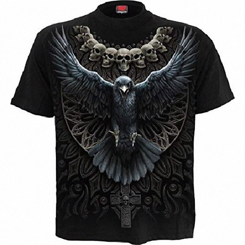 spiral - raven skull - t-shirt black - m p1mf#