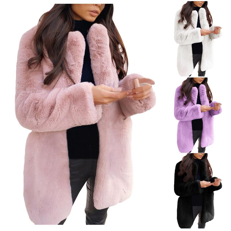

Women's Jackets Jacket Women Coat Solid Overcoat Lapel Outercoat Thick Warmth Cardigan Winter Warm, Black;brown